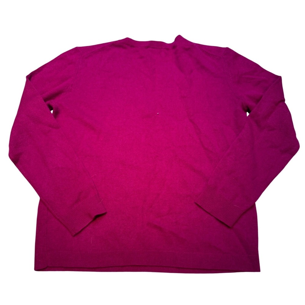 Nordstrom 100% Cashmere V-Neck Sweater Magenta Pink Long Sleeve Womens‎ XL - Picture 5 of 7